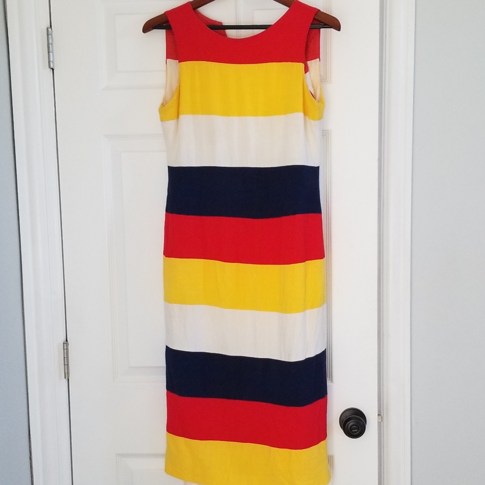 Primary color striped midi dress